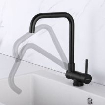 Lonheo Robinet de Cuisine Acier Inox 304 Rabattable Pivotant à 360°, Mitigeur Cuisine Pliable Contre Fenêtre, Robinet Mitigeur Evier Acier Inox à Eau