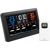 WiFi Tuya Écran Couleur Prévisions Météo Horloge Murale Thermomètre Numérique, Affichage Couleur Thermomètre Météo Numérique avec Horloge Atomique,