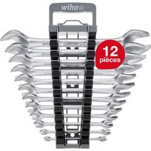 Wiha Jeu de clé à fourche mixte double 12 pièces avec étui I Jeu de clés à fourche 6-32 mm I Métrique I Jeu de clés I Clé mixte double (44753)