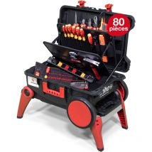 Wiha - Caisse à outils Set xxl 4 electric i 80 pièces i Caisse à outils pour électriciens avec roulettes i Boîte à outils avec assortiment complet