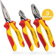 Wiha Pinces jeu Industrial electric Pince universelle, pince demi-ronde, pince coupante diagonale 3 pcs (38637)