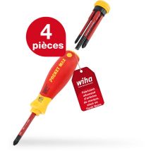 Tournevis avec magasin d'embouts PocketMax electric Composition mixte avec 4 embouts slimBits (45296) - Wiha