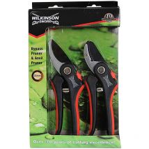 Wilkinson Sword - Bypass & Anvil Pruner Secateurs Twin Pack Gardening Set