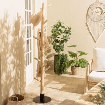 Macabane - will - Porte-manteau multibranches en teck naturel