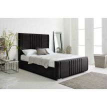 Willard Black Plush Velvet Double Bed Frame