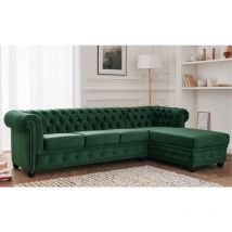 Lisa Design - William - Chesterfield Ecksofa Rechts - 4 Sitzplätze - Aus Samt - Grün