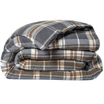 William - Housse de Couette 260x240cm Flanelle de Coton Motif à Carreaux