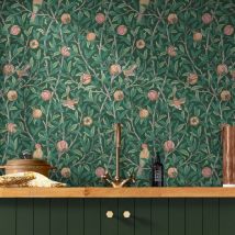 William Morris at Home Bird & Pomegranate Deep Green Vliestapete 10mx52cm