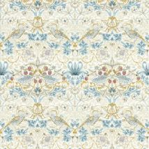 Clarke And Clarke - William Morris Design Strawberry Thief Wallpaper Linen Plum Paste The Wall