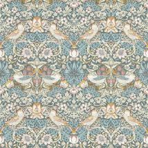 Clarke And Clarke - William Morris Design Strawberry Thief Wallpaper Slate Blush Paste The Wall