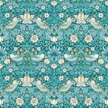 Clarke And Clarke - William Morris Design Strawberry Thief Wallpaper Teal Blue Paste The Wall