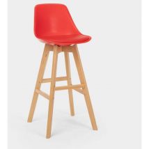 Willis Wood Hoher Hocker Mit Kissen, Skandinavisches Design Für Bar Und Küche - Rot