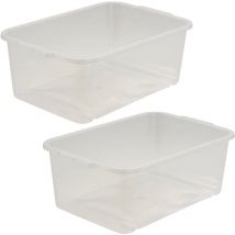 Wilma, 2 scatole portaoggetti in plastica resistente (pp), 4,5 l, 30 x 20 x 11 cm, trasparente neutro