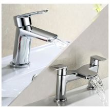 Centa Modern Waterfall Basin Single Lever Mixer Tap & Bath Filler Tap