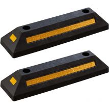 2x butée de roue 56 x 15 x 10 cm – en Caoutchouc – 4,3 kg/pièce – avec Réflecteurs – Aide au stationnement Stop roues pour Parkings, Garages - Wiltec