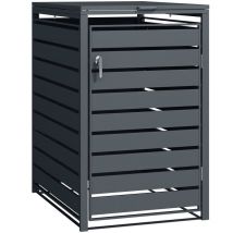 Abri de poubelle – 730 x 980 x 1160 mm – pour une poubelle de 60 à 240 l – Couleur anthracite – en Acier – avec Couvercle à carnière – Range Coffre