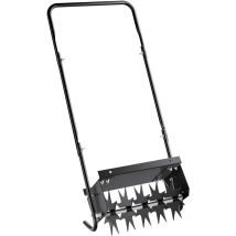 Aireador de césped negro con 40 cm de ancho de trabajo y 6,4 cm de profundidad de trabajo escarificador manual con 5 discos de púas de acero