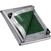 Bâche de camion 4 x 3m 120g/m² vert/gris pe Œillets alu 100cm Haute protection Vol uv Intempéries Moisi Étanche Solide Haute Résistante Couverture