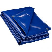 Bâche de camion 4 x 6 m 650 g/m² Bleue Polyester Revêtement pvc Œillets inox 100 cm Haute protection Vol uv Intempéries Moisissure Étanche Solide