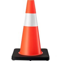 Wiltec - Cône de signalisation 45 cm – 450 x 280 x 280 mm – en pvc et caoutchouc – avec réflecteurs – Circulation, Chantiers, Travaux