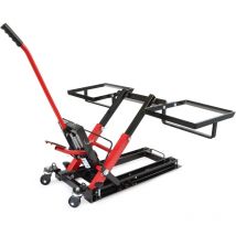 Wiltec - Elevador hidráulico 3 en 1, elevación de motos hasta 300 kg, altura de elevación de quads hasta 53 cm, plataforma elevadora móvil para atv,