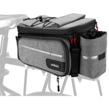 Wiltec - Gepäckträgertasche Grau, Fahrradtasche Gepäckträger Bis 20 L Stauraum, Wasserresistente Fahrrad Tasche, Gepäcktasche Leichte Handhabung