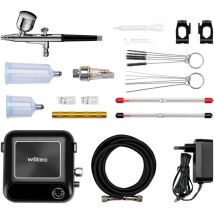 Wiltec HS-A9K Kit avec Compresseur, Tuyau et 3 Buses – Moteur 12 V – Pression autostop 1,5 bars – Arrêt et Mise en marche automatiques – Accessoires