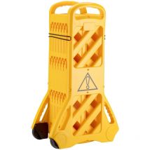 Wiltec - mobile Absperrung aus Kunststoff faltbar 60 x 32 x 101 cm, Mobilzaun ausziehbar bis 3,9 m mit Rollen, Absperrzaun aus robustem Material