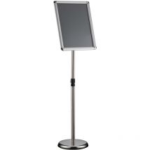 Présentoir sur pied A3 – Hauteur réglable 88-138 cm – en Aluminium et acier inox – Support Stop client pour Documents, Brochures, Affiches - Wiltec