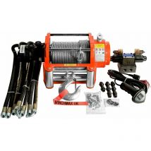 10,000lb (4,536kg) Original Orange Hydraulic Winch. 25m x 9.1mm Steel Rope. 3/8 Inch Clevis Hook. 24V Control System.
