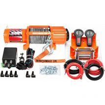 5,000lb (2,268kg) Original Orange 12v Winch. 15m x 5mm Steel Rope, 1/4 Inch Clevis Hook, Twin Remote Controls.