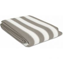 Windhager - Sylt 06142 - Paraluce per Balcone con Cavo di Fissaggio, in Tessuto hdpe, 150 g/m², 5 x 0,9 m, Colore: Grigio/Bianco a Righe