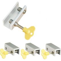 Window Locks, 4 Pack Aluminum Sliding Window Locks, Adjustable Frame Security Lock for Sliding Door with Keys