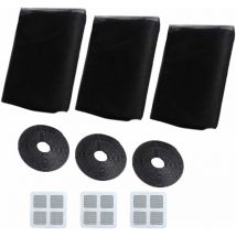 Window Mosquito Nets, Mosquito Netting, 3 Pieces 150cm x 200cm Window Insect Protection Mosquito Net for Window, Mosquito Protection Kit (Black)