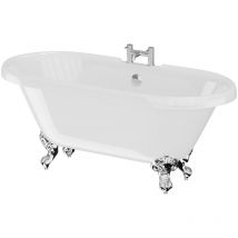 Windsor - 1695mm x 755mm Double Ended Freestanding Roll Top Bath with Chrome Claw Feet
