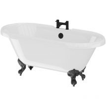 Windsor - 1695mm x 755mm Double Ended Freestanding Roll Top Bath with Matt Black Claw Feet