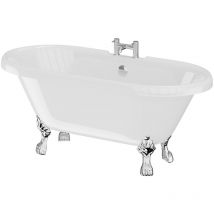 Windsor - 1795mm x 785mm Double Ended Freestanding Roll Top Bath with Chrome Tiger Feet