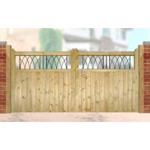 Cannock Gates - Windsor Low Double Driveway Gate - Pressure Treated Scandinavian Redwood - W2700 x H1200 mm