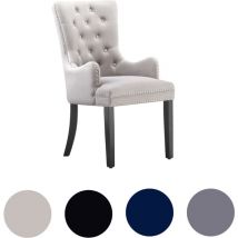 Einzelner Windsor lux Esszimmerstuhl mit Samtpolsterung und Armlehnen für Esszimmer und Küche – Hellgrau