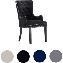 Einzelner Windsor lux Esszimmerstuhl mit Samtpolsterung und Armlehnen für Esszimmer und Küche – Schwarz