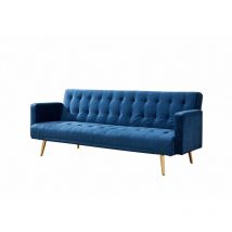 Home Detail - Windsor Blue Velvet Sofa bed /Golden legs