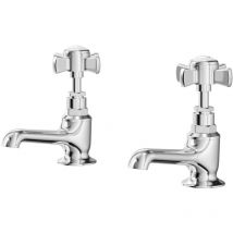 Traditional Polished Chrome Basin Taps Pair - Windsor