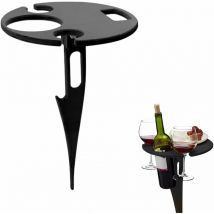 Outdoor Portable Wine Table Beach Table Mini Folding Table Picnic Bottle Holder Hanging Wine Glass Holder Folding Round Table for Garden Camping