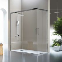 Eckdusche mit 2 Schiebetüren luka - Glas 8mm / 110 cm 80 cm