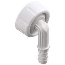 Winkelschlauchtülle 100° für Kondensatanschlüsse, weiß, aus Polypropylen, schlagfest, Überwurf 1' ig