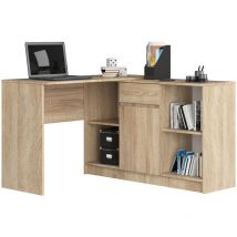 Akord - Eck-Schreibtisch B17 2-in-1 Kombination mit Kommode in der Farbe Sonoma-Eiche Schublade und 6 Ablagen B120 x H79 x T126 cm