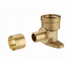 Winkelstück mit angesetztem Gleitstück für PER-Rohr Noyon&thiebault 16 mm mit Innengewinde F1/2' (15x21) 2 Löcher für die Wandbefestigung Messingring