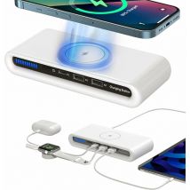 Wireless Charger, 4 in 1 Multiport Wireless Charger Qc3.0 Dual usb Fast Charging Wireless Charger, Home Trave Desktop Mobile Phone Wireless Charger