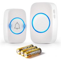 Wireless Doorbell Outdoor Waterproof 300 Meters, IP44 Waterproof Electronic Doorbell, Doorbell Kit with Plug-in Receivers, 60 Melodies at 5 Volume
