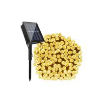 Chaine lumineuse Wisdom Line se'rie 7 mt de 100 panneaux solaires a' led blanc chaud avec 8 jeux de lumie're et me'moire pour une utilisation en